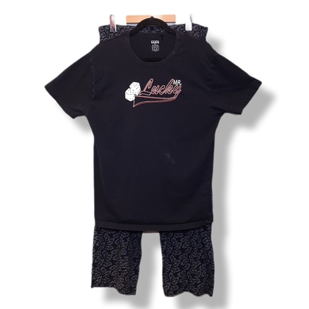 La Vie En Rose 2Pc Pajama Set Lucky Dice Casino Gambling PJs Top Pants